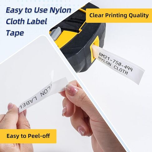 Replace for M21-750-499 3/4 Inch Nylon Cloth Label Tape, Compatible with M210, M211, BMP21-PLUS, BMP21-LAB Label Printer, 0.75" Width for Wire/Cable Marking, High Adhesion, 2-Pack in Kuwait