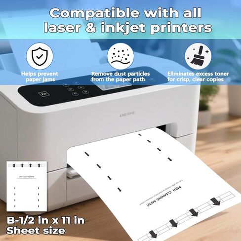 15-Pack Cleaning Sheets(11 * 8.5in) for for Laser and Inkjet Printers,Universal Roller Cleaning Sheets for Copiers and Fax Machines, Printer Paper for cleaning Dust and Debris in Saudi Arabia