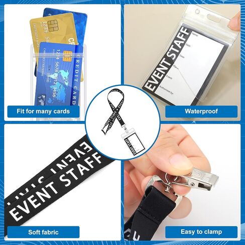 HARLOON 25 SET Black Event Matists Lanyards with Class Clear Clear Badge Badge Mounderers Vip VIP Backtage Staff Pass in Saudi Arabia