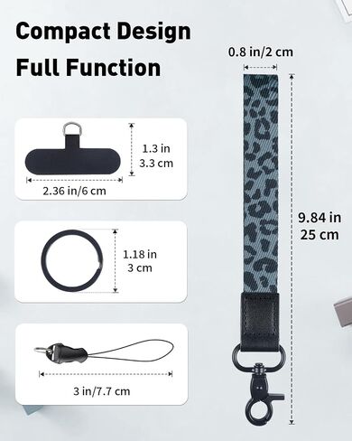 Uniclife Keychain Wristlet, Soft Fabric Key Chain for Car Keys Badges, Cool Wristlet Keychain with 2 Key Rings Tether Tab & Phone Strap, Short Wrist Lanyard Strap for Men & Women (Leopard Print) in Saudi Arabia