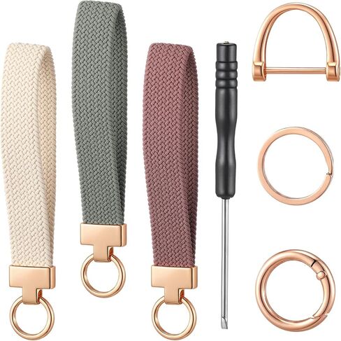 Nosiny 3 Pcs Stretchy Keychain Wristlet Woven Wrist Lanyard for Car Keys Cute Key Chain with 3 Keyrings and D-ring in Saudi Arabia