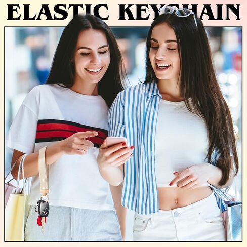 Nosiny 3 Pcs Stretchy Keychain Wristlet Woven Wrist Lanyard for Car Keys Cute Key Chain with 3 Keyrings and D-ring in Saudi Arabia