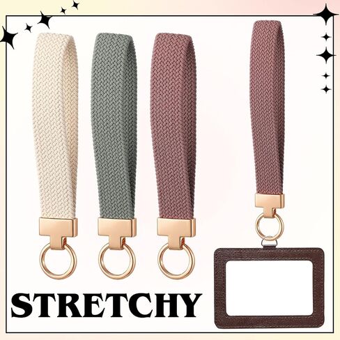 Nosiny 3 Pcs Stretchy Keychain Wristlet Woven Wrist Lanyard for Car Keys Cute Key Chain with 3 Keyrings and D-ring in Saudi Arabia
