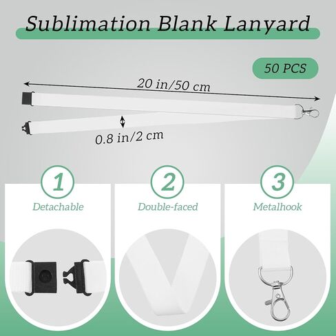 50Pack بيضاء تسامي الحبل الحبل الفارغ بائسة الحبل السامي مع النقل القابل للانفصال عن الرقبة حبل الحلق in Kuwait