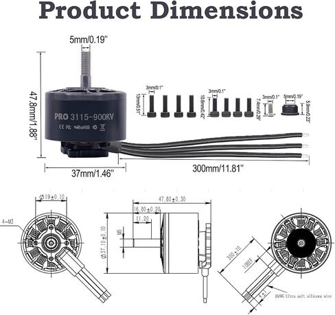 Pro 3115-900kV محرك بدون فرش من 8-10 "Propeller x8x9x10 أجزاء الطائرات بدون طيار طويلة المدى ، FPV Multicopter Drone ، قوة السباق ، RC Quadcopter 4-8S محرك ، in Saudi Arabia