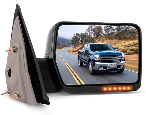 SCITOO مناسب لمرايا السحب Ford for F150 مع أضواء البركة، مرايا الرؤية الخلفية السوداء تناسب 2004-2014 لFord for F150 مع عاكس إشارة الانعطاف، التحكم في الطاقة، قابل للطي اليدوي الساخن in Kuwait