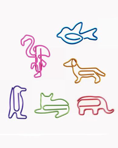 120PCS Cute Animal Shaped Paperclips Assorted Colors Paper Clips Decorative Bookmark Metal Paper Clamps for for Home Office Supplies in Kuwait