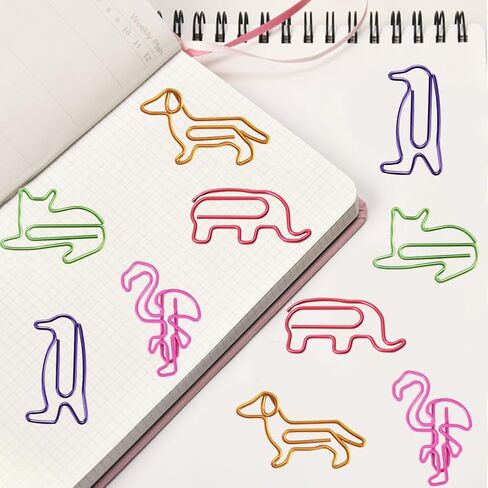 120PCS Cute Animal Shaped Paperclips Assorted Colors Paper Clips Decorative Bookmark Metal Paper Clamps for for Home Office Supplies in Kuwait