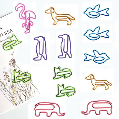 120PCS Cute Animal Shaped Paperclips Assorted Colors Paper Clips Decorative Bookmark Metal Paper Clamps for for Home Office Supplies in Kuwait