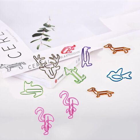 120PCS Cute Animal Shaped Paperclips Assorted Colors Paper Clips Decorative Bookmark Metal Paper Clamps for for Home Office Supplies in Kuwait