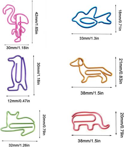120PCS Cute Animal Shaped Paperclips Assorted Colors Paper Clips Decorative Bookmark Metal Paper Clamps for for Home Office Supplies in Kuwait