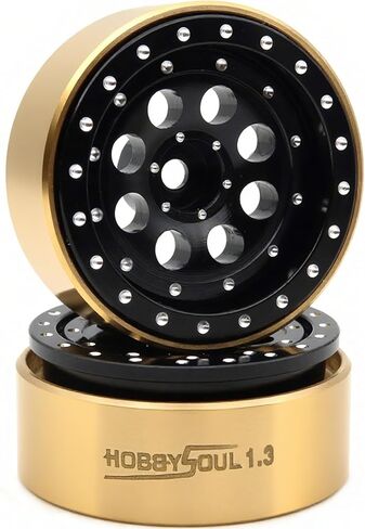 Hobbysoul 1.3 Beadlock Wheels & Brass Ring Weight - 43g/Set - إزاحة قابلة للتعديل 1.3 عجلات Hex 7mm لـ 1/18 1/24 RC Crawler TRX4M SCX24 ترقية (4pcs ، Silver) in Saudi Arabia