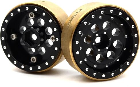 Hobbysoul 1.3 Beadlock Wheels & Brass Ring Weight - 43g/Set - إزاحة قابلة للتعديل 1.3 عجلات Hex 7mm لـ 1/18 1/24 RC Crawler TRX4M SCX24 ترقية (4pcs ، Silver) in Saudi Arabia