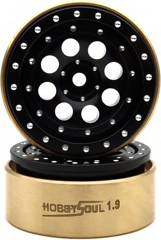 Hobbysoul 1.3 Beadlock Wheels & Brass Ring Weight - 43g/Set - إزاحة قابلة للتعديل 1.3 عجلات Hex 7mm لـ 1/18 1/24 RC Crawler TRX4M SCX24 ترقية (4pcs ، Silver) in Saudi Arabia