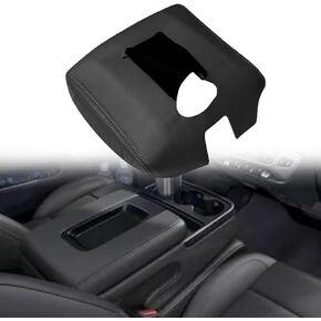غطاء بديل لمسند الذراع من الجلد الأسود مع غطاء وحدة التحكم باللون الرمادي متوافق مع Chevy Silverado Sierra 2014 2015 2016 2017 2018 (الجزء الجلدي فقط) in Kuwait