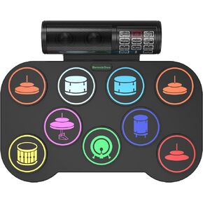 Electronic Drum Set, Roll Up Drum Kit with Drum Sticks, Electric Drums, Drum Pad Electronics for Kids (9 Pads) with 5 Different Drum Kit, 10 Unique Rhythms, Bulit-in Double Speakers(Rainbow)