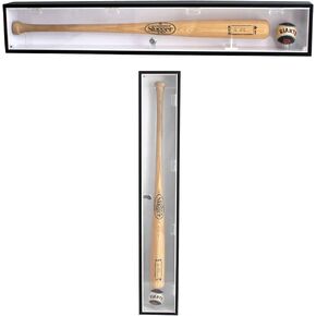 DisplayGifts Baseball Bat Display Case Rack Cabinet Holder Wall Mount, w/UV Protection Acrylic Door, Lock, Can Hang Vertical or Horizontal (Black Frame, White Interior Background)