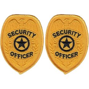 2 Pack – Security Officer Guard Badge Patch Embroidered, Oval Gold