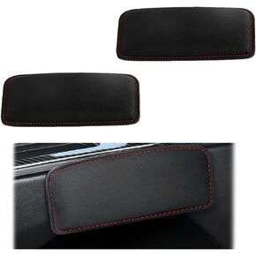 Car Center Console Knee Leg Elbow Cushion Pad, 2 Pack Soft Leather Door Armrest Foot Care Thigh Support Comfort Pillow, Auto Interior Accessories for Knee Pain Relief (Black/Red Line)