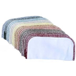 Gina's Soft Cloth Shop 2 Ply 8x8 Inches White Cotton Birdseye Little Wipes Set of 20 Earth Tone Edging- Proudly Made in the USA!