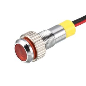uxcell Signal Indicator Light AC/DC 110V 6mm Dash Lamp Flush Panel Mount Red LED Metal Shell