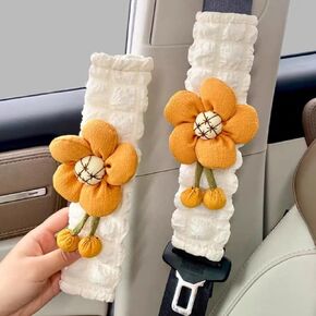 Cute Flower Car Seat Belt Cover Pads 2 Pack & 4 Pack Car Accessories Seat Belt Cushion Neck Cushion Shoulder Strap Protector Universal Seat Belt Cover for Adults and Kids (Pink,2)