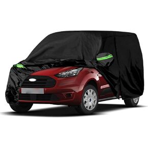 Car Cover Compatible with 2014-2023 Ford Transit Connect（LWB Waterproof All Weather Car Cover with Door Zipper, Windproof Strap, Storage Bag (LWB: 190 * 72.5 * 72 in)