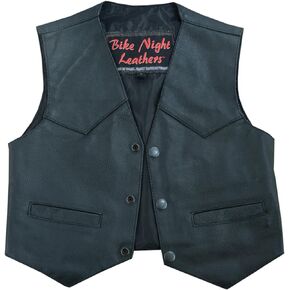 Daniel Smart Toddler leather Vest - Premium Cowhide Leather Toddler's Vest with Unique Plain Sides Design & Multiple Pockets
