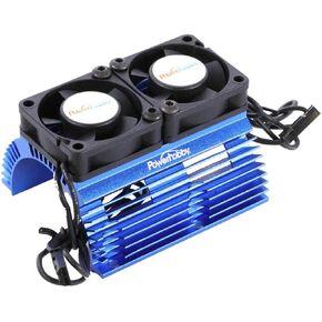 Powerhobby Aluminum Heat Sink with Twin Turbo High Speed Fans Sets for 1:8 Motors with Around 40.8mm Diameter (Black)