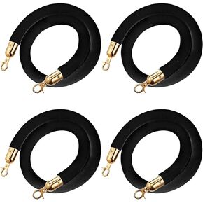 5 Ft Velvet Stanchion Ropes Red, 4 Pack Crowd Control Rope Safety Queue Barrier with Gold Hook, VIP Rope for Party Events Decor
