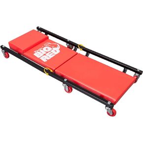 BIG RED Rolling Garage/Shop Creeper: 2-Piece, 36" Padded Mechanic Cart with Headrest and 6 Casters, Red,AR7565B,Torin