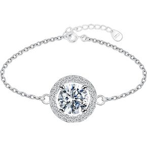 Moissanite Bracelet for Women,925 Sterling Silver Stainless Steel Bracelet Adjustable, Anniversary or Birthday Gift for Wife, Luxury Jewelry Gifts for Women Mom Girlfriend Girls Her