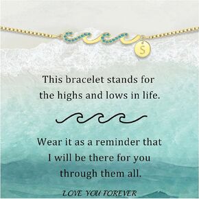 Mothers Day Gift Basket, Mothers Day Gifts for Mom from Daughter Initial Bracelets for Women Mom Gift Teen Girl Gifts Trendy Stuff Grandma Mothers Day Graduation Gifts for Her 2024 Daughter Friend Letter A-Z Birthday Jewelry