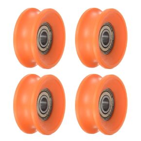 uxcell 12pcs U Type Groove Pulley Nylon Guide Rolling Bearing 5x25.5x8.5mm U Groove Roller Wheel for Door Window, Blue