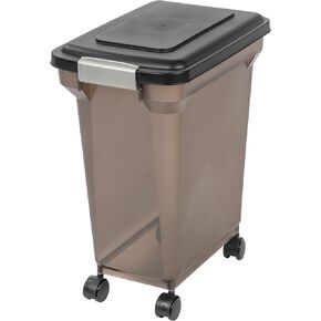 IRIS USA WeatherPro Airtight Dog Food Storage Container, Up to 22 lbs, Attachable Wheels, For Dog Cat Bird and Other Pet Food Storage Bin, Keep Fresh, Easy Mobility, BPA Free, Smoke