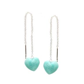 Mother's Day Jewelry Red Heart Earrings, Red Jasper Earring, Threader Earrings, Dangling Long Chain Drop Earrings, Heart Earrings for Girls, Gift for Her, 925 Silver Jewelry (Red jasper)