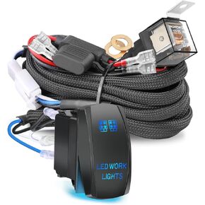 Nirider Wiring Harness 1 Lead, 12V 40A Rock Switch Relay Fuse Nylon Wiring Harness Kit for LED Light Bars Fog Lights Work Lights Driving Lights Offroad LED Pods Wire Kit for Truck UTV ATV Boat