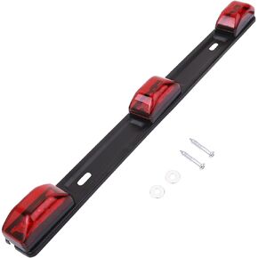 HHCSOP Red ID Bar Marker Light 3 Light 9 LED Strip Identification Light Trailer Truck Boat Lamp w/Black Base, Sealed Stainless Steel [IP65 Waterproof, DOT Certified]