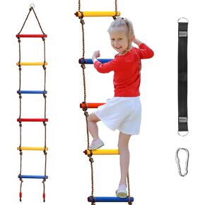 ZENFUN 6.5 Ft Climbing Rope Ladder, Climbing Ladder Hanging Rope Ladder Ninja Warrior Slackline Ladder for Indoor Play Set and Outdoor Tree House, Playground Ninja Obstacles Swing Rope Ladder