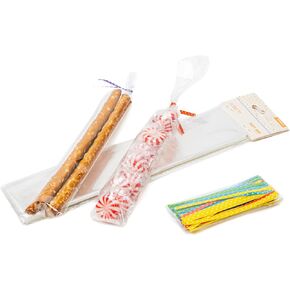 TATTI 100 Pack Clear Plastic Large Cellophane Bags 12x16 With 4inches Twist Ties, Plastic Cello Bags 1.4 mils for Cookies Candy Gift Birthday Party Favor (Pack of 100)