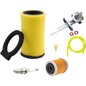 Motorcycle Air Filter 1YW-14451-00-00 & Oil Filter & Fuel Gas Tank Switch Valve Replacement for Yamaha YFM250 Moto-4 250 1989-1991 YFM350FW Big Bear 350 4x4 1987-1999 YFM400FW Kodiak 400 4x4 1993-1999