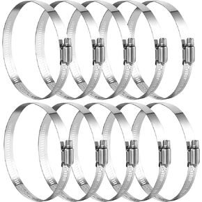10 Pack 4 inch Stainless Steel Hose Clamps Worm Gear Drive Hose Clamps Adjustable from 3 1/2'' to 4 1/2'' (91mm-114mm) for Fuel Line Hose Pipe Clamp,Dryer Vent Hose