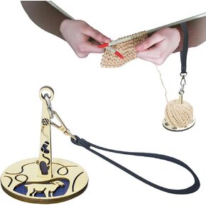Portable Wrist Yarn Holder Set - Ultimate Yarn Organizer with Wrist Strap & Wooden Stand - Prevents Tangling for Effortless Crocheting and Knitting On-The-Go (Green)