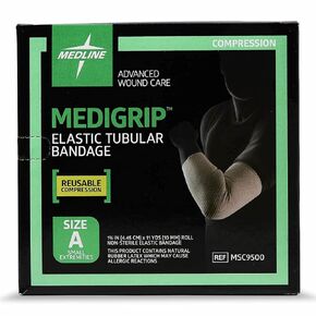 Medline Medigrip Elastic Tubular Bandages, Size E, For Legs or Small Thighs,Yellow