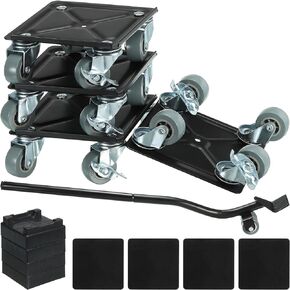 PATIKIL Furniture Mover Dolly, Heavy Furniture Movers with 4 x 360° Rotation Wheels and Furniture Lifter Set, Aluminum Alloy Moving Furniture Base Tools, Max Load 2866 LBS