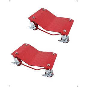 Car Dolly [Set of 4 with 6000 lbs] Capacity, Carbon Steel Heavy Duty Car Mover Wheel Dollies with Antiskid Plate & 360 Degree Rotatable Wheel, 16"*13", Red