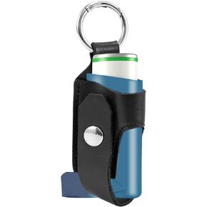 Asthma Inhaler Holder Carrying Holder for L-Shaped Inhaler PU Leather Protective Travel Handy Mini Holster for Adults and Kids,Carrying Case with Carabiner Clip（Inhaler Not Included ） (Rose)