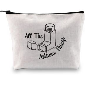 JXGZSO Funny Adthma Gift All The Asthma Things Bag with Zipper Asthma Inhaler Awareness Gift