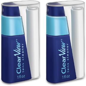 Clear View Lens Cleaner Kit - Travel Size, Integrated Cloth and Cleaner Combination Kit. Compact and Portable, Refillable, Safe for All Lenses, Lens Cleaner Spray + Microfiber Cloth