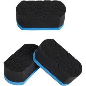 3 Pieces Tire Shine/Dressing Applicator Pads Perfect for Using to Apply Tire Shine, Tire Wet, Tire Gel, Or Tire Balm, Superior Cleaning Foam Sponge (Blue, Gray)